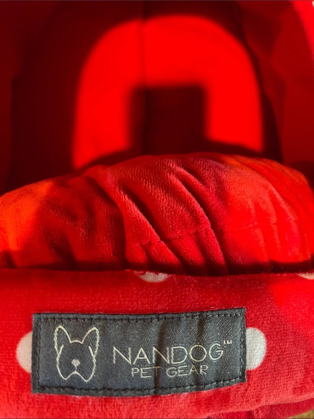 Nandog Plush Strawberry Small Pet Bed in Red and White